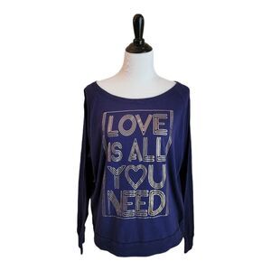 All You Need is Love Blue XXL long sleeve tee shirt top